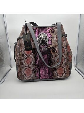 NWT Sharif 1827 Snake Print & Haircalf Lion Head Tote Bag